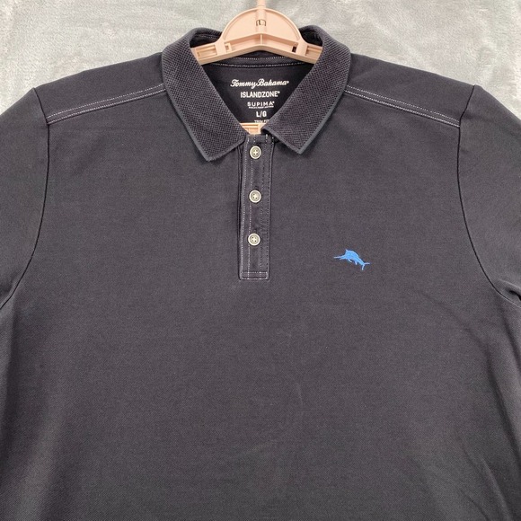 Tommy Bahama Other - Tommy Bahama Island Zone Polo Men's Large Black Supima Trim Fit Shirt